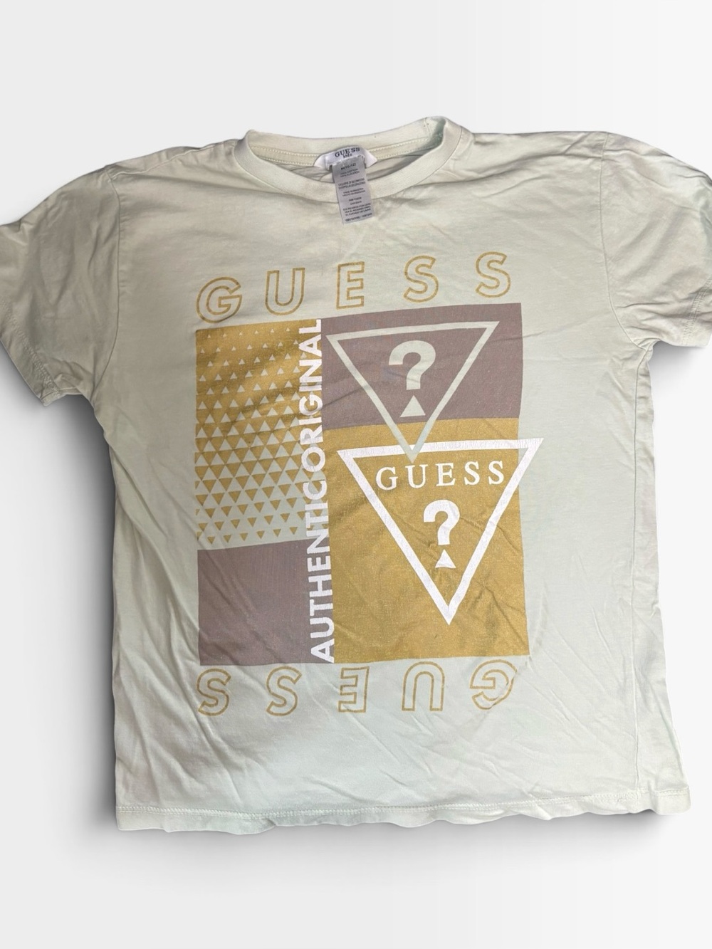 GUESS Kid’s Mint Green Graphic Logo Tee with Gold Print